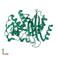 PDB entry 2cc1 coloured by chain, front view.