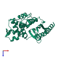 PDB entry 2cc1 coloured by chain, top view.