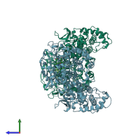 PDB entry 2ccd coloured by chain, side view.