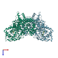 PDB entry 2ccd coloured by chain, top view.