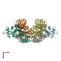 PDB entry 2cch coloured by chain, top view.
