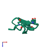 PDB entry 2cco coloured by chain, ensemble of 20 models, top view.