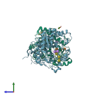 PDB entry 2ccr coloured by chain, side view.
