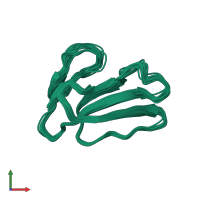 PDB entry 2ccx coloured by chain, ensemble of 20 models, front view.