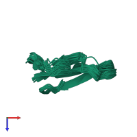 PDB entry 2ccx coloured by chain, ensemble of 20 models, top view.