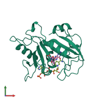 PDB entry 2cd2 coloured by chain, front view.