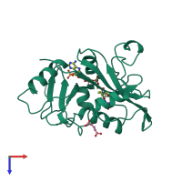 PDB entry 2cd2 coloured by chain, top view.