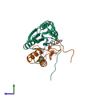 PDB entry 2cdr coloured by chain, side view.