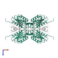 Caspase-3 subunit p17 in PDB entry 2cdr, assembly 1, top view.