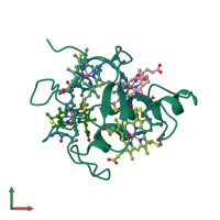 PDB entry 2cdv coloured by chain, front view.