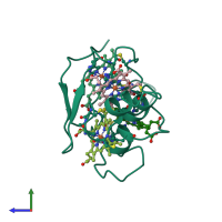 PDB entry 2cdv coloured by chain, side view.