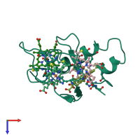 PDB entry 2cdv coloured by chain, top view.