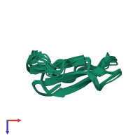 PDB entry 2cdx coloured by chain, ensemble of 11 models, top view.