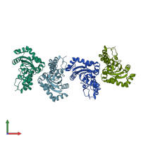 PDB entry 2cdy coloured by chain, front view.