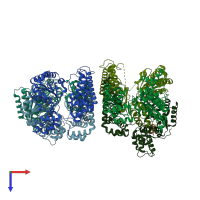 PDB entry 2ce7 coloured by chain, top view.