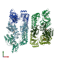 PDB entry 2cea coloured by chain, front view.