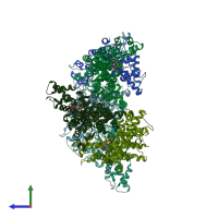 PDB entry 2cea coloured by chain, side view.