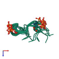 PDB entry 2cef coloured by chain, ensemble of 10 models, top view.