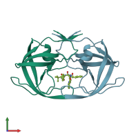 PDB entry 2cem coloured by chain, front view.
