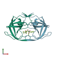 PDB entry 2cen coloured by chain, front view.