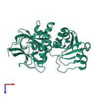 PDB entry 2cf5 coloured by chain, top view.