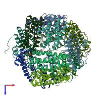 PDB entry 2cf7 coloured by chain, top view.