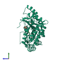PDB entry 2cfb coloured by chain, side view.