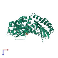 PDB entry 2cfb coloured by chain, top view.