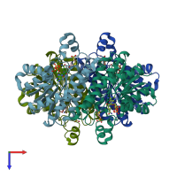 PDB entry 2cfc coloured by chain, top view.