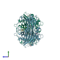 PDB entry 2cfd coloured by chain, side view.