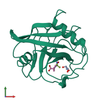 PDB entry 2cfe coloured by chain, front view.