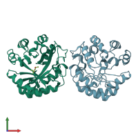 PDB entry 2cff coloured by chain, front view.