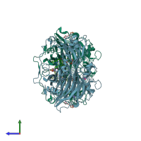 PDB entry 2cfg coloured by chain, side view.