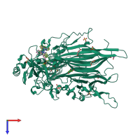 PDB entry 2cfk coloured by chain, top view.