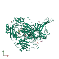 PDB entry 2cfl coloured by chain, front view.