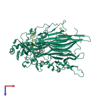PDB entry 2cfl coloured by chain, top view.