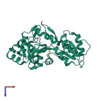 PDB entry 2cfr coloured by chain, top view.