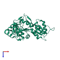 PDB entry 2cfs coloured by chain, top view.