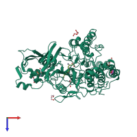 PDB entry 2cfu coloured by chain, top view.