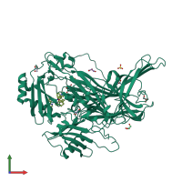 PDB entry 2cg0 coloured by chain, front view.