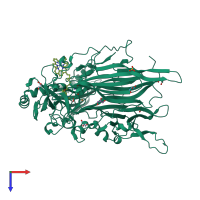 PDB entry 2cg0 coloured by chain, top view.