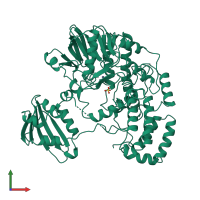 PDB entry 2cg2 coloured by chain, front view.