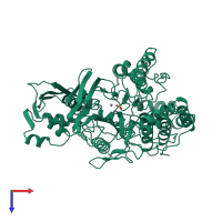 PDB entry 2cg2 coloured by chain, top view.