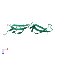 PDB entry 2cg7 coloured by chain, top view.
