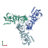 PDB entry 2cge coloured by chain, front view.