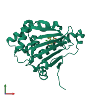 PDB entry 2cgf coloured by chain, front view.