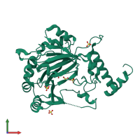 PDB entry 2cgo coloured by chain, front view.
