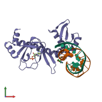 PDB entry 2cgp coloured by chain, front view.