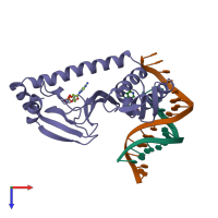 PDB entry 2cgp coloured by chain, top view.