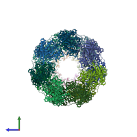 PDB entry 2cgt coloured by chain, side view.